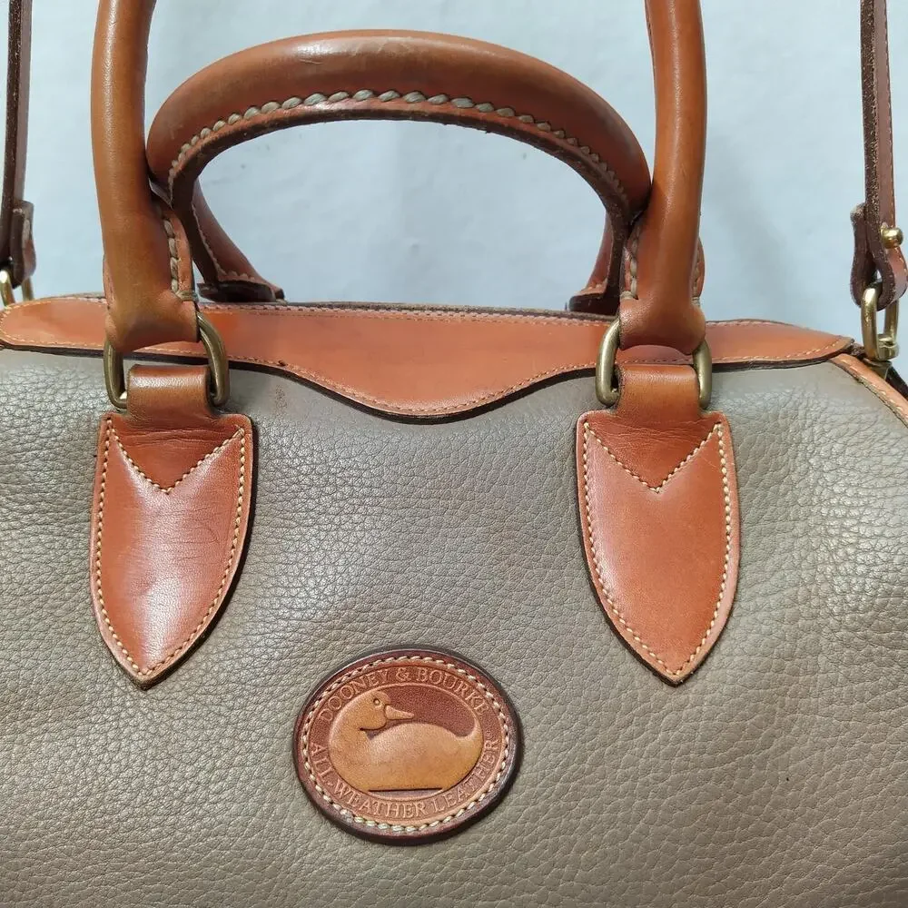Dooney & Bourke Taupe Tan Pebbled Leather Doctor Satchel Bag - VTG Made in USA